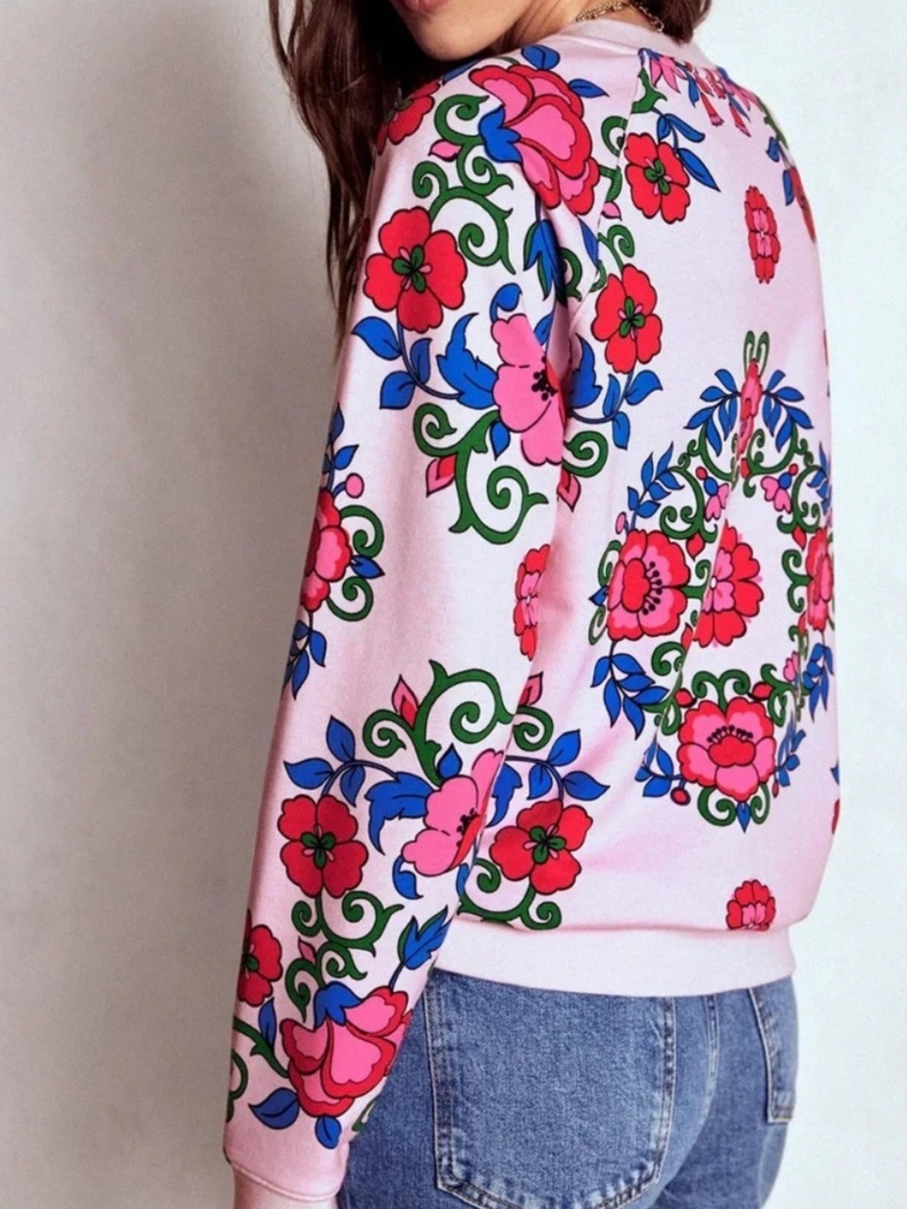 Boden Rosa Pink Floral Crewneck Sweatshirt - Picture 5 of 5